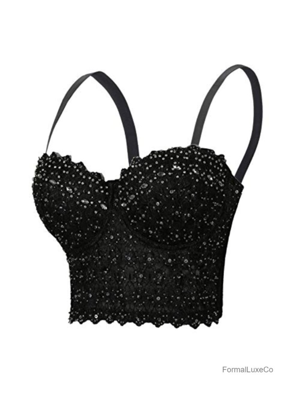 Lace Rhinestone Bustier Corset Crop Top Push Up Party Wedding Bra Vest